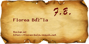 Florea Béla névjegykártya